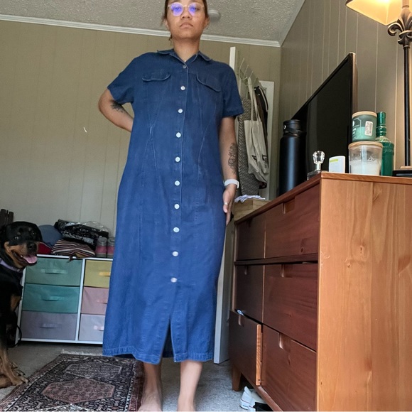 Vintage 90s Denim Maxi Dress - Picture 3 of 6